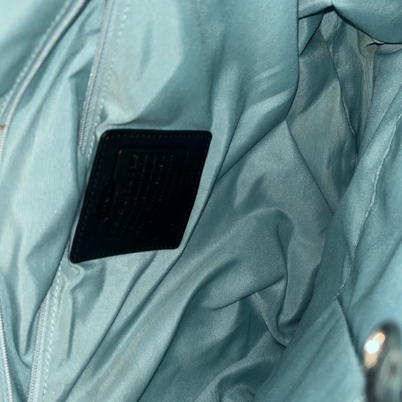 Coach Patchwork Canvas Tote with patent leather handles tag also silver hardware - Picture 6 of 7